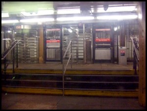 An image of the entrance/exit to a subway station.